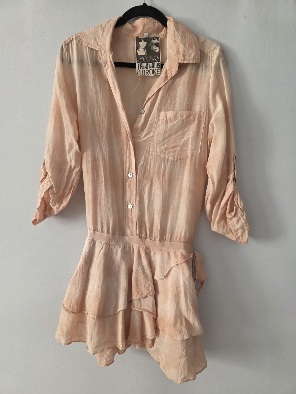 Young Fabulous & Broke Peach Ruffle Button-Front Tunic